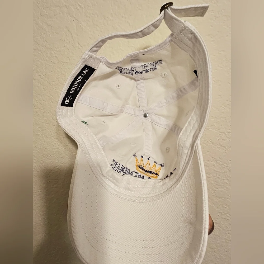DC White Baseball Cap with Gold Crown Embroidery